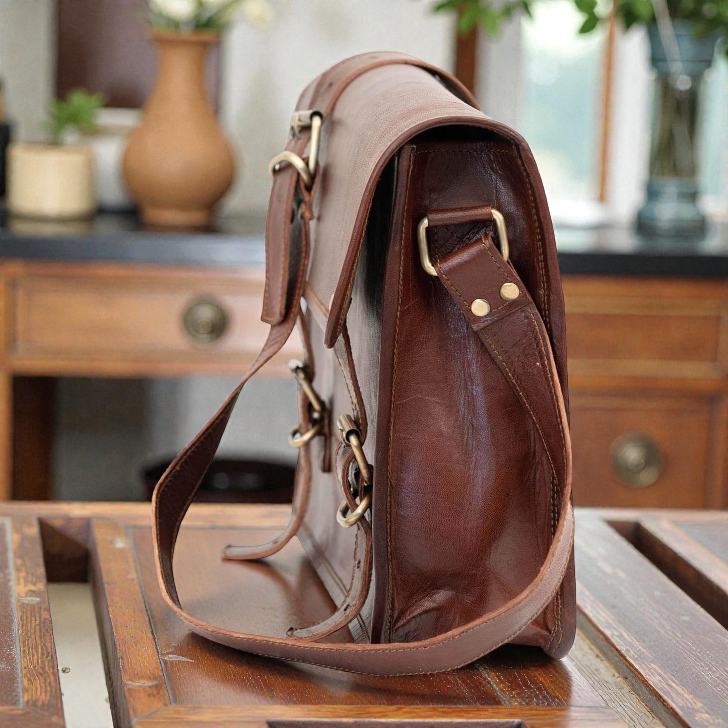 Leather Crossbody Messenger Bag