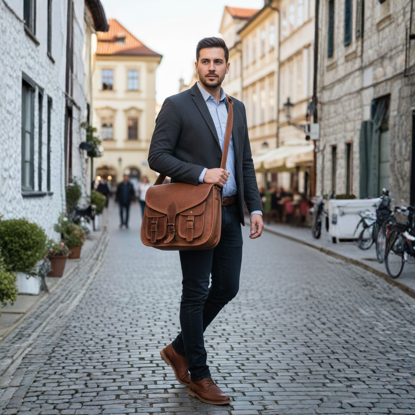 Leather Laptop Messenger Bag