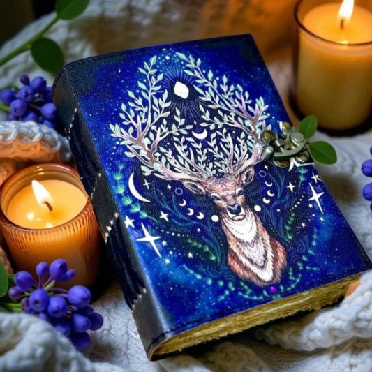 Prastara -Leather Bound Journal - DEER, 7"X5",600 Pages - Vintage Blank Paper Diary for Writing, Drawing, Sketchbook, and Travel Notebook - Ideal for Women and Men