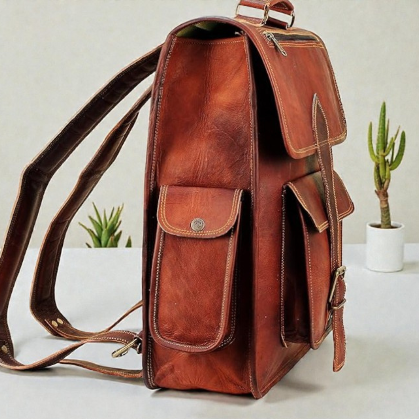 Premium Vintage Leather Office Backpack for Men & Women