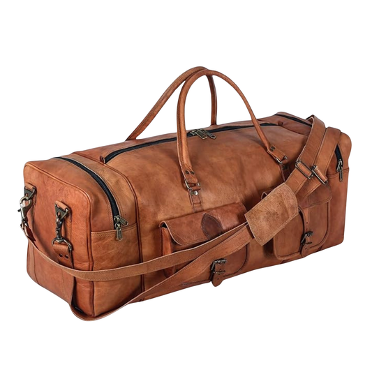 Leather Travel Weekender Duffle Bag