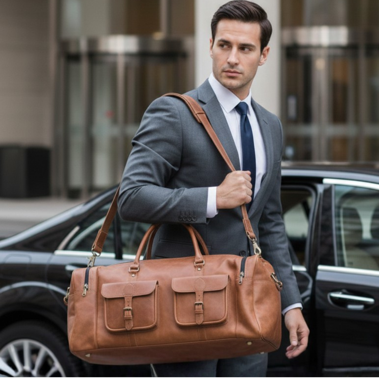 Leather Travel Weekender Duffle Bag