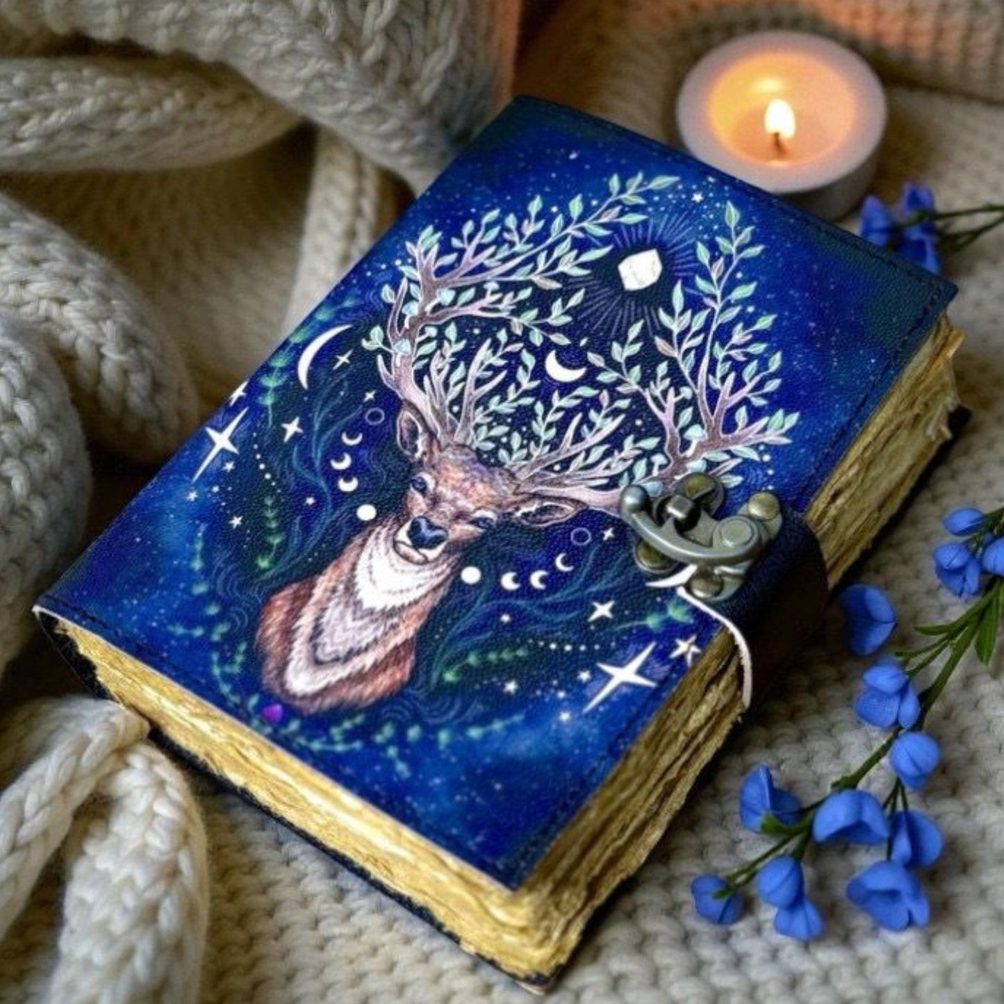 Prastara -Leather Bound Journal - DEER, 7"X5",600 Pages - Vintage Blank Paper Diary for Writing, Drawing, Sketchbook, and Travel Notebook - Ideal for Women and Men