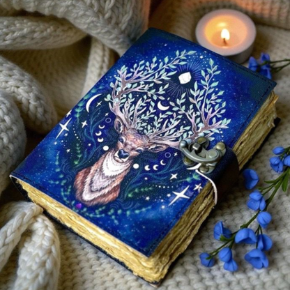 Prastara -Leather Bound Journal - DEER, 7"X5",600 Pages - Vintage Blank Paper Diary for Writing, Drawing, Sketchbook, and Travel Notebook - Ideal for Women and Men