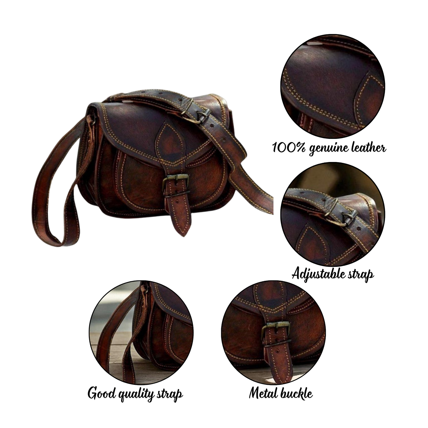 Leather Crossbody Bag | Handmade Saddle Bag for Women | Boho Shoulder Purse | Rustic Small Leather Satchel