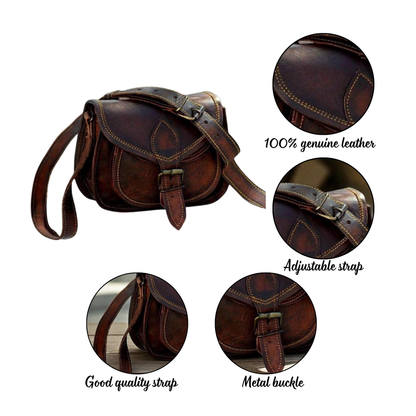 Leather Crossbody Bag | Handmade Saddle Bag for Women | Boho Shoulder Purse | Rustic Small Leather Satchel