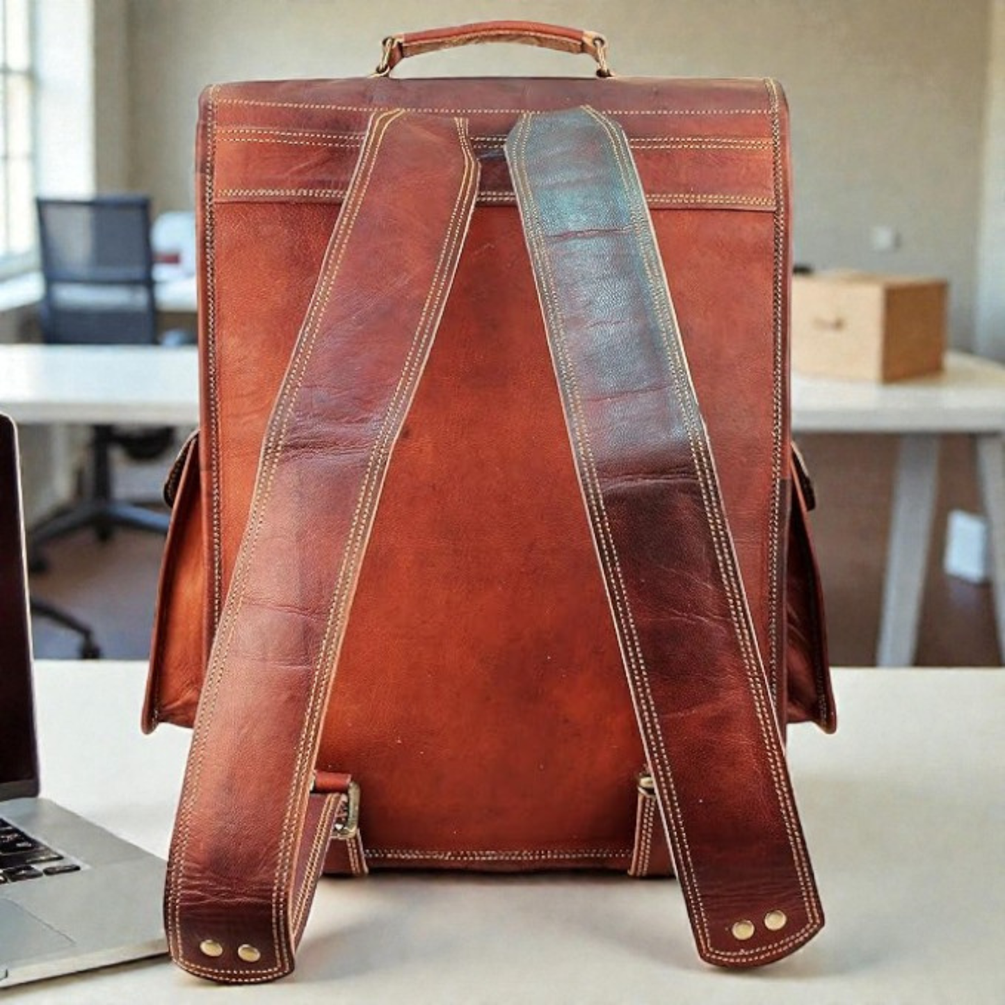 Premium Vintage Leather Office Backpack for Men & Women
