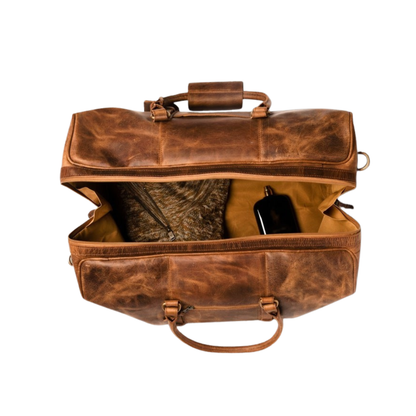 Leather Travel Weekender Duffle Bag