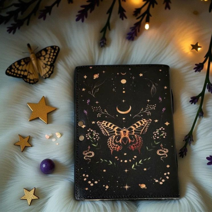 UV PRINT Leather Journal Notebook -Sketchbook grimoire journal - Book of Shadows vintage handbound Large Journal for Men and Women