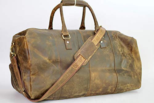 The Prastara Oversized Dark Brown Weekender Leather Duffle Bag