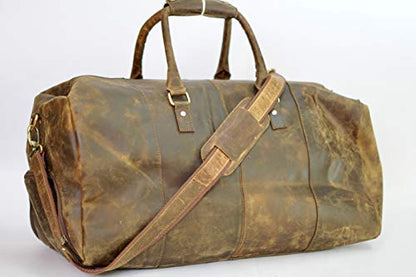 The Prastara Oversized Dark Brown Weekender Leather Duffle Bag