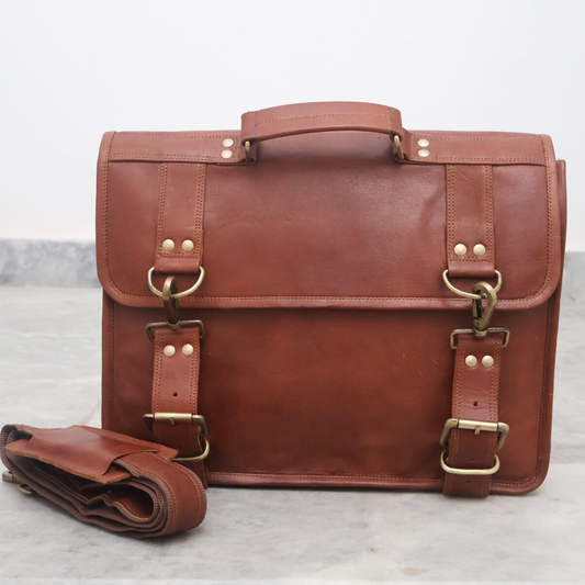 15" Leather Messenger Bag for Women Travel Laptop Crossbody Satchel Bag for Men School College Brown Handbag Best Graduation Christmas Gift