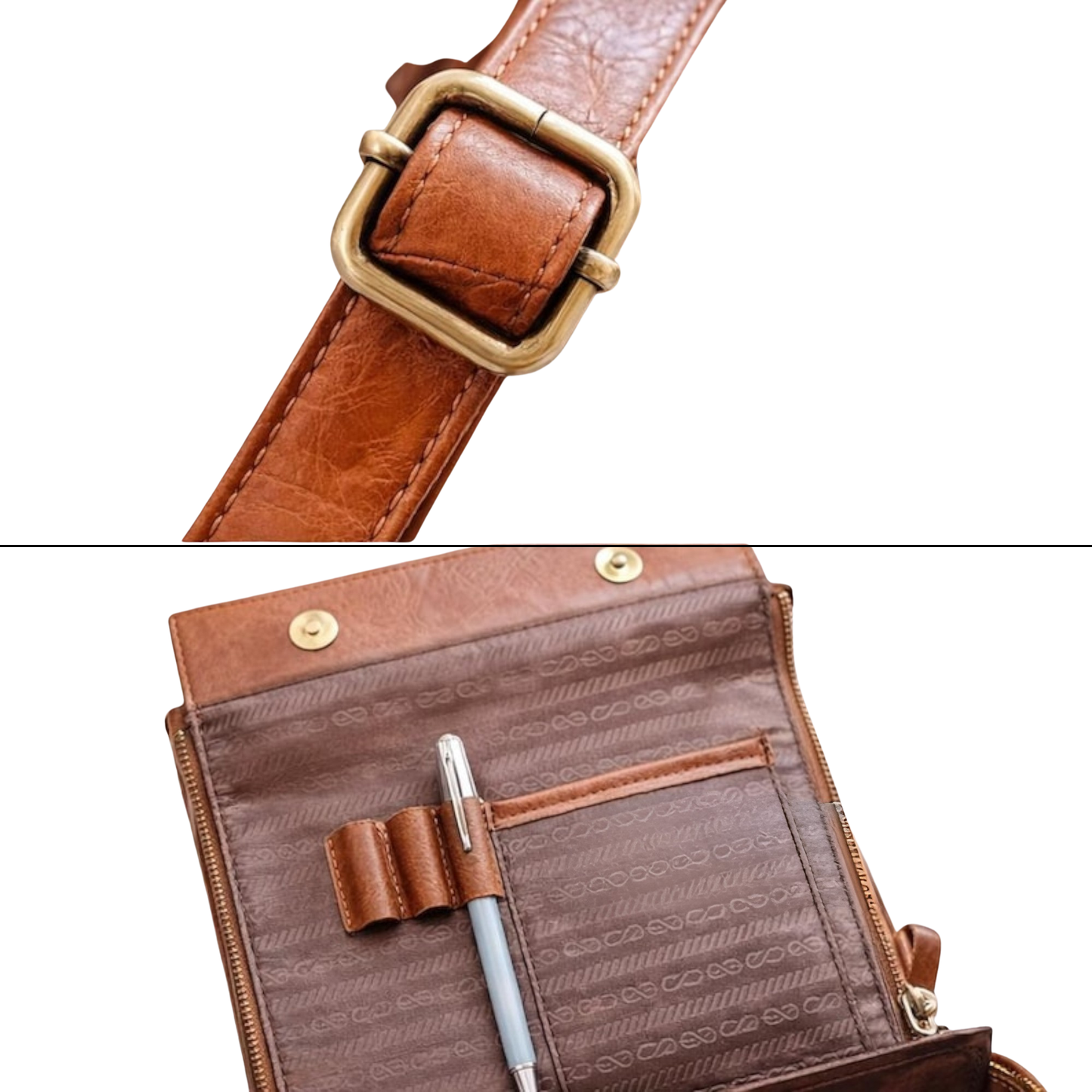 Vintage Brown Leather Handbag for Women – Elegant Structured Satchel with Dual Zippers & Top Handles