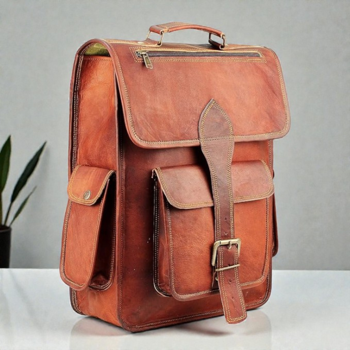 Premium Vintage Leather Office Backpack for Men & Women