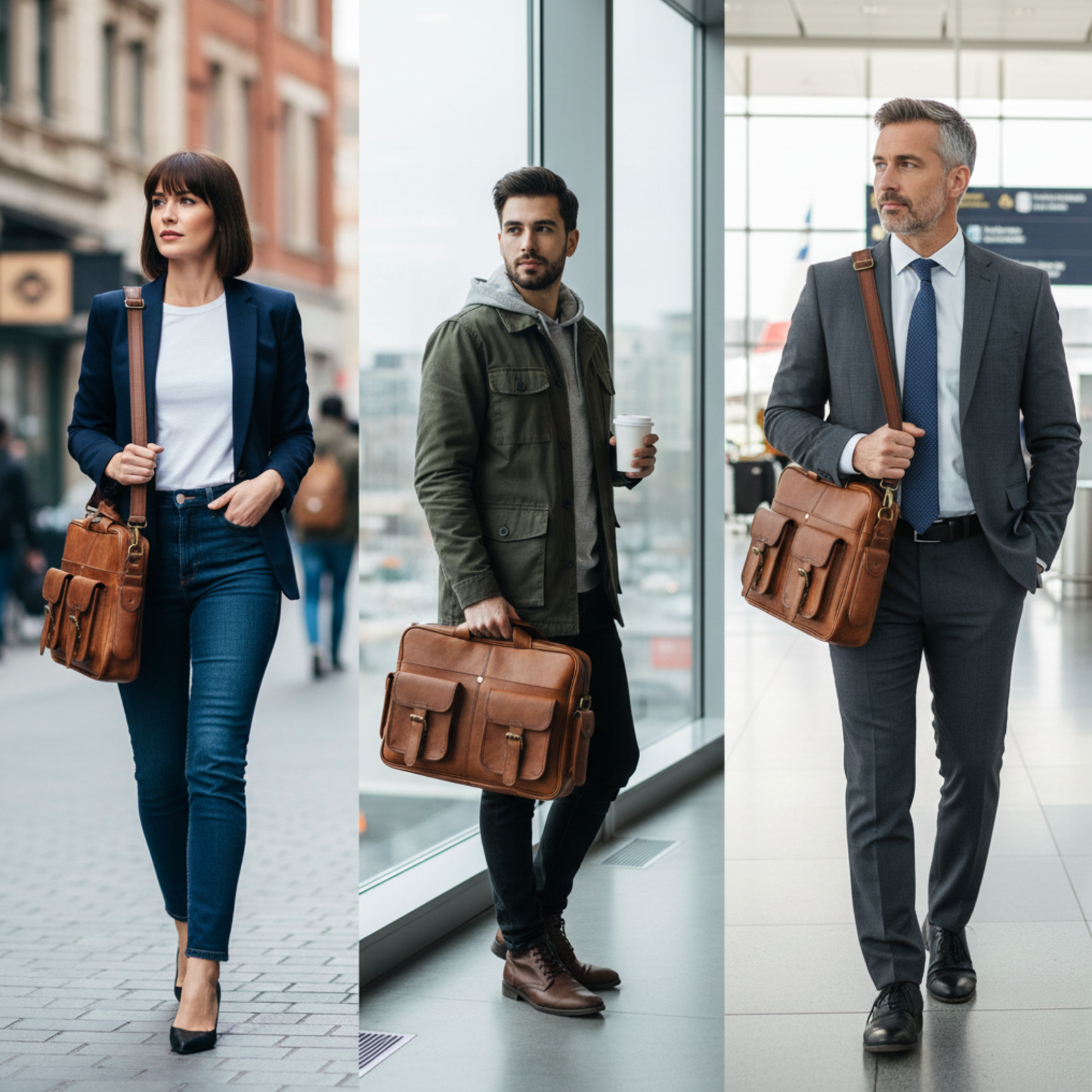 Leather Office travel Messenger Bag