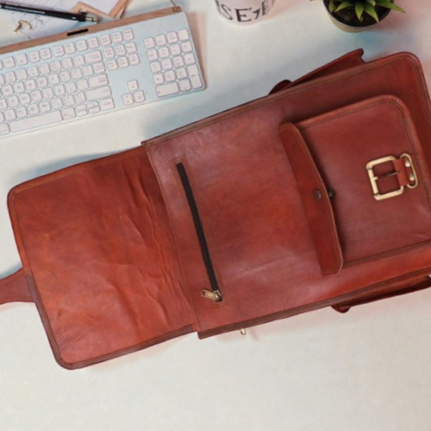 Premium Vintage Leather Office Backpack for Men & Women