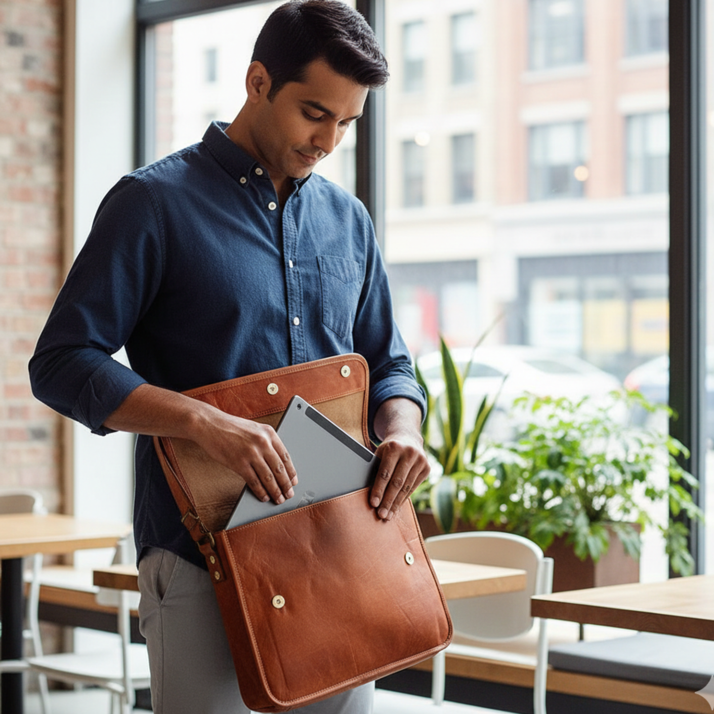 Leather Laptop shoulder Bag