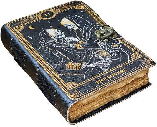 Genuine Leather Lovers Journal – Handmade Vintage Diary| Deckle Edge Paper & Hand-Stitched Binding | Halloween, Birthday, Anniversary & Valentine’s Gift for Men & Women"