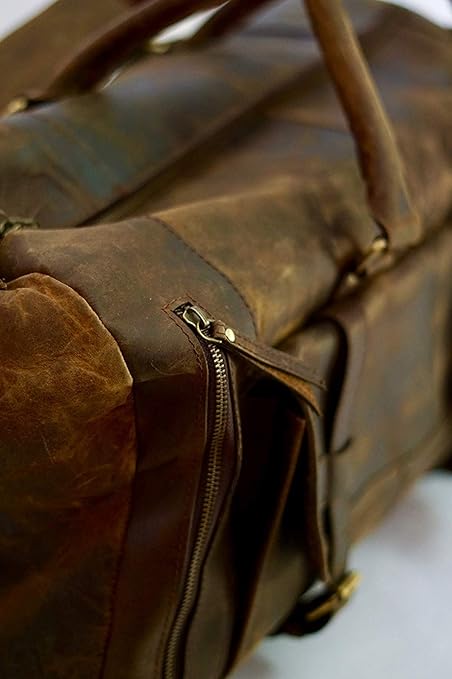 The Prastara Oversized Dark Brown Weekender Leather Duffle Bag