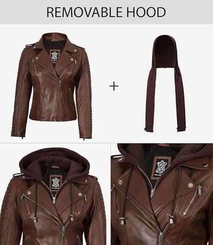 The Prastara fjackets Leather Jackets For Women With Removable Hood