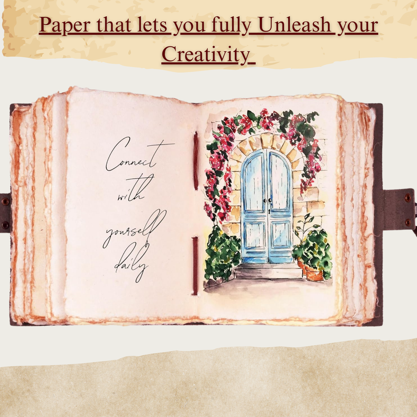 Vintage Leather Journal - 200 Pages Deckle Edge Rustic Paper - Unlined Pages Book of Shadows, Grimoire, Junk Notebook