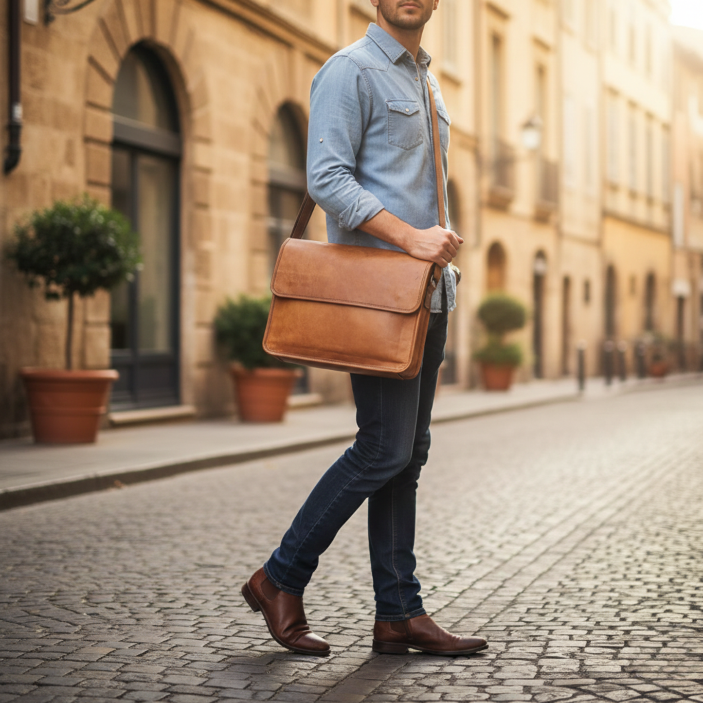 Leather Laptop Messenger Bag