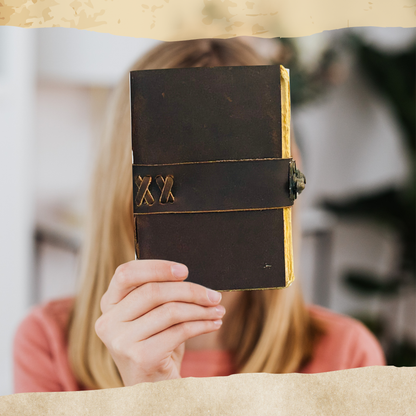 Vintage Leather Journal - 200 Pages Deckle Edge Rustic Paper - Unlined Pages Book of Shadows, Grimoire, Junk Notebook