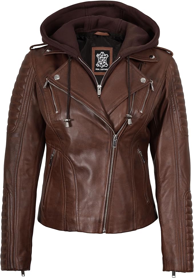 The Prastara fjackets Leather Jackets For Women With Removable Hood