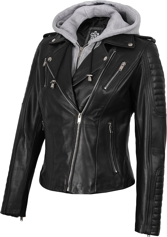 The Prastara fjackets Leather Jackets For Women With Removable Hood