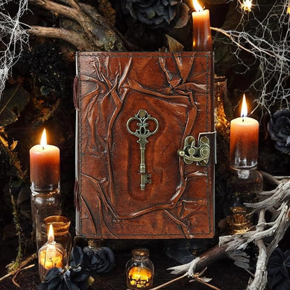 Leather Vintage Journal Retro Travel Diary an Exclusive Handmade Paper Notebook with Key Leather Bound Journal Vintage Journal for Man and Women (The Key