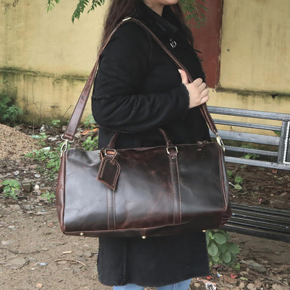 The Prastara Oversized Dark Brown Weekender Leather