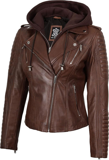 The Prastara fjackets Leather Jackets For Women With Removable Hood