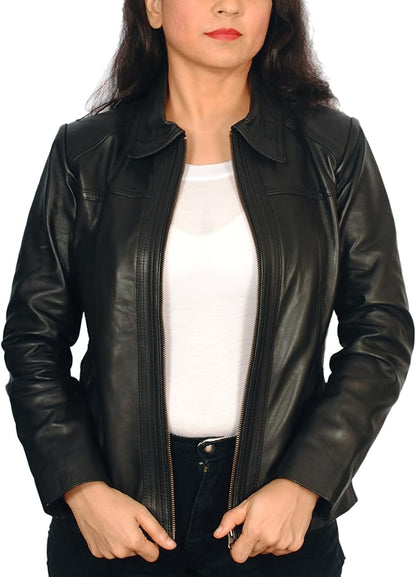 The Prastara Women's Lambskin Leather Jacket