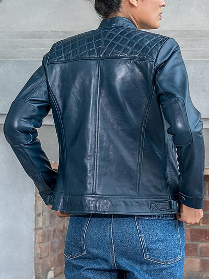 The Prastara Jild Quilted Design Leather Jacket Women