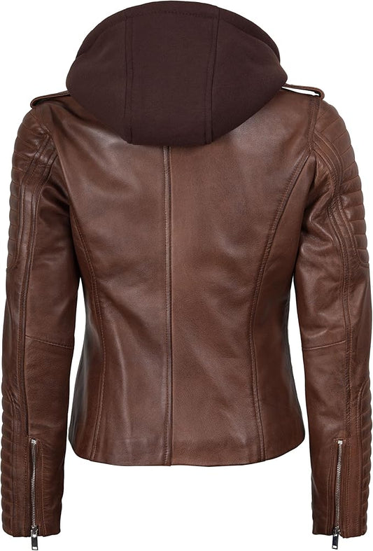 The Prastara fjackets Leather Jackets For Women With Removable Hood