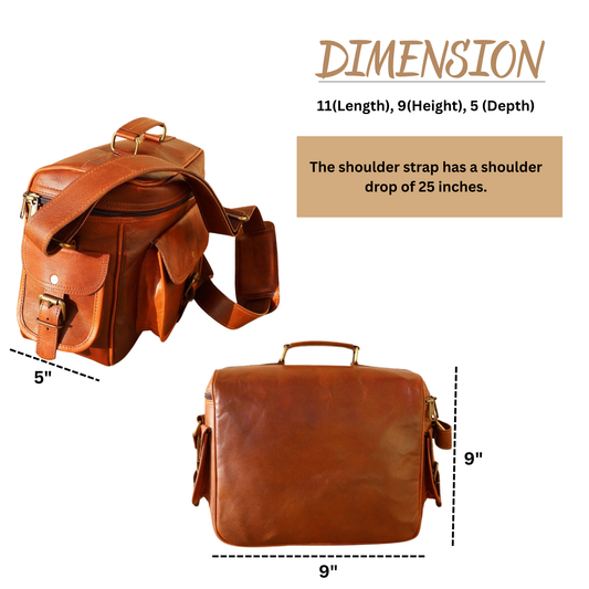 Leather Camera Bag Leather Travel Shoulder Satchel Camera Case DSLR Photography Case - Compatible with SLR/DSLR Mirrorless Cameras & Lenses