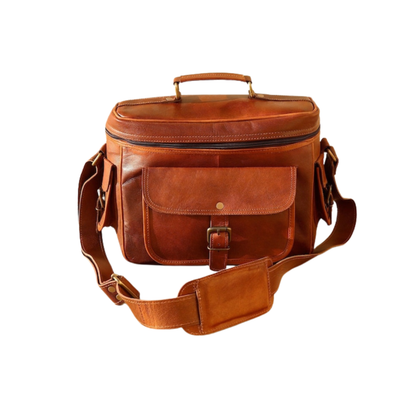 Leather Camera Bag Leather Travel Shoulder Satchel Camera Case DSLR Photography Case - Compatible with SLR/DSLR Mirrorless Cameras & Lenses
