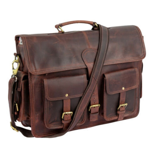 18 INCH Leather Briefcase Laptop Messenger bag best computer satchel Handmade Bags for men and women