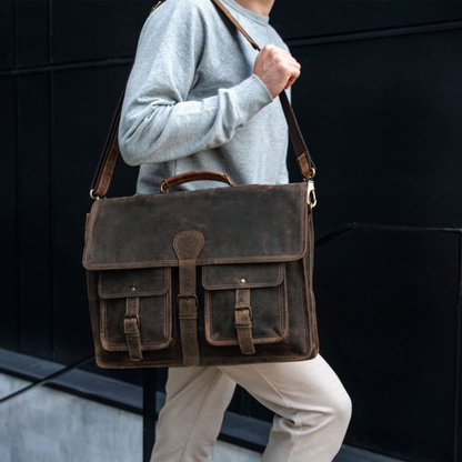 18 INCH Leather Briefcase Laptop Messenger bag best computer satchel Handmade Bags for men and women