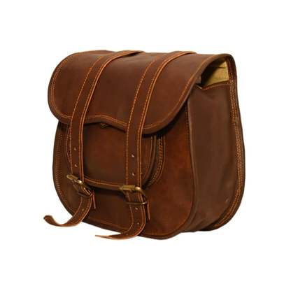 Handcrafted Leather Motorcycle Saddle Bags 2 Pcs Combo – Vintage Dual Side Panniers – Universal for Harley, Honda & Bicycle Riders