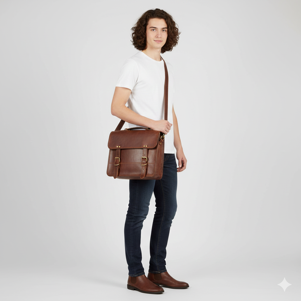 Leather Crossbody Messenger Bag