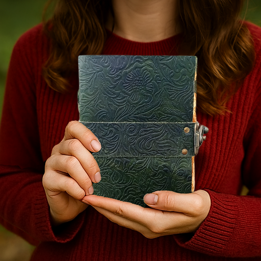 Leather Journal Notebook - Genuine Leather Journals for Writing 200 Pages 5x7 Inches Vintage Journal For Man and Women Gifts For Man Artist,Travel Journal, Green