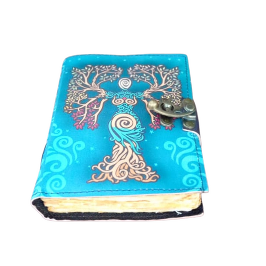 Book of Spells Mother Of Earth Leather Bound Journal Deckle Edge Paper Tree of Life Antique Embossed Bound Daily Notebook With Colorful Print Journal Antique Vintage Book for Men and Women (Copy)
