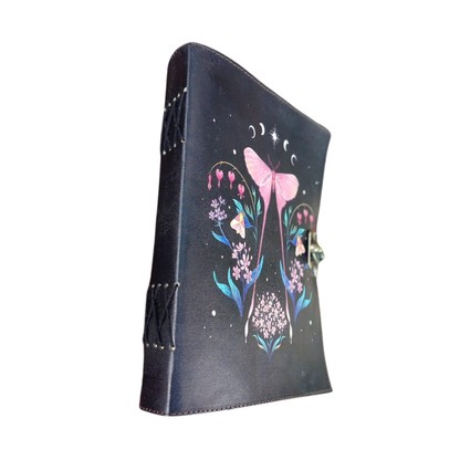 Prastara - PINK LUNA MOTH  7X5" Handcrafted Leather Journal/Diary 200 Pages | 100% Genuine Leather )