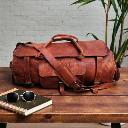 Leather Gym Weekender Duffle Bag