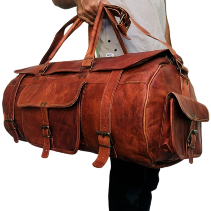 Leather Gym Weekender Duffle Bag