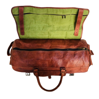 Leather Gym Weekender Duffle Bag