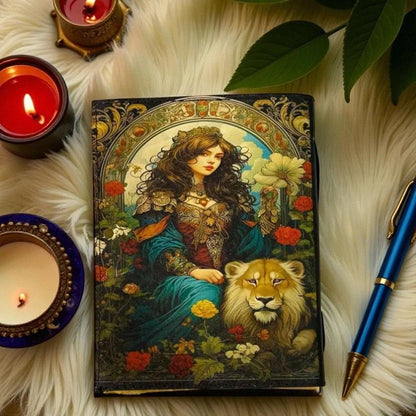 Blank Spell Book of Shadows Journal with Antique clasp Lock Vintage Handmade Leather UV Printed - 600 Pages