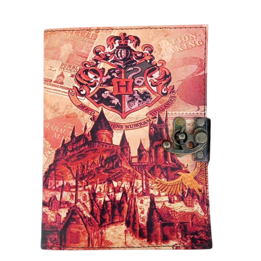 Leather Journal Spell book 5x7 Inch | Harry Potter Inspired Vintage Notebook | Hogwarts House Crest | 200 Deckle Edge Pages |  Leather Diary for Gifting & Collectors