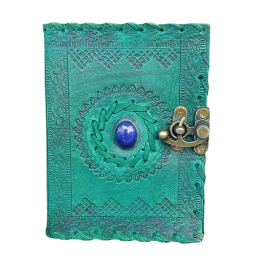 Leather Journal Large Writing Notebook Handmade Vintage Journal For Women & Men  Blue Stone Gift For Art Sketchbook (7 x 5 Inches)